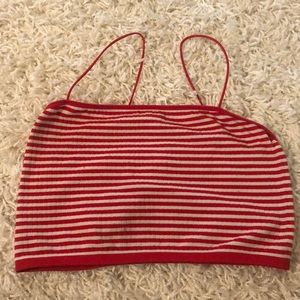 Size small, red stripped crop tank top